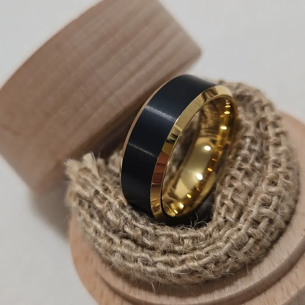 Gold and Black Tungsten Men's Ring